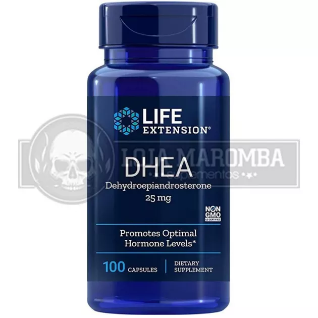 2 Unidades DHEA 25mg (100 caps) - Life Extension (Envio Internacional Grátis)