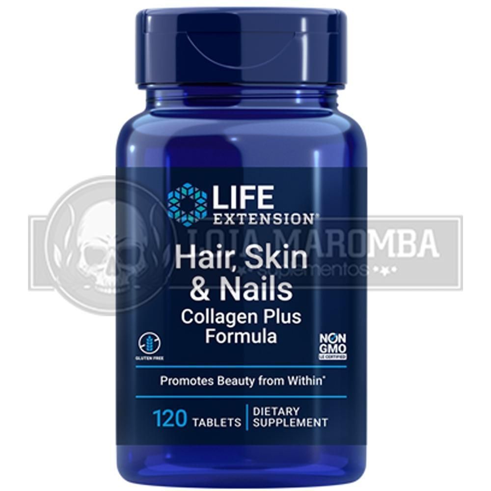 Hair, Skin & Nails Collagen Plus Formula (120 tabs) - Life Extension (vencimento 06-22)