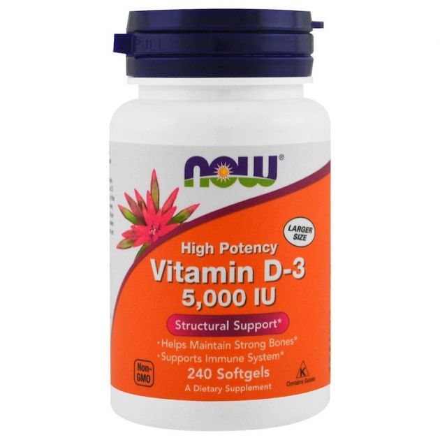 Vitamina D-3 Now 5000 Iu (240 Capsulas) - Now Foods -(validade 03-24)